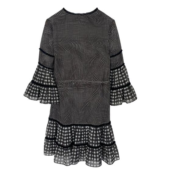 Jonathan Simkhai Dress Mixed Media Black White silk Blend Size XS Romance Flowy - Picture 2 of 10